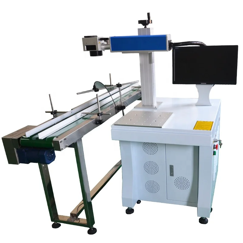 Laser Marking Machine - 2026年式ファイバーレーザーマーキングマシン、コンベアベルト付き、20W、30W、50W、100W、量産向け