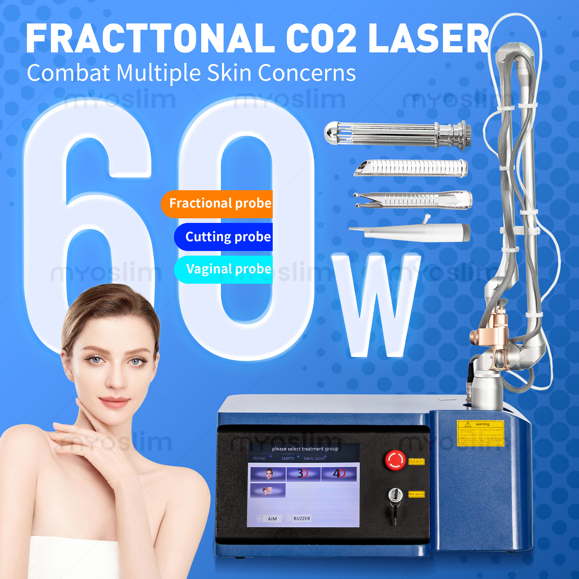 Laser Marking Machine - CO2 フラクショナルレーザー 60 ワットマシンプロフェッショナルカーボンピール肌引き締め傷跡ストレッチマークニキビしわ除去美容機器 CE