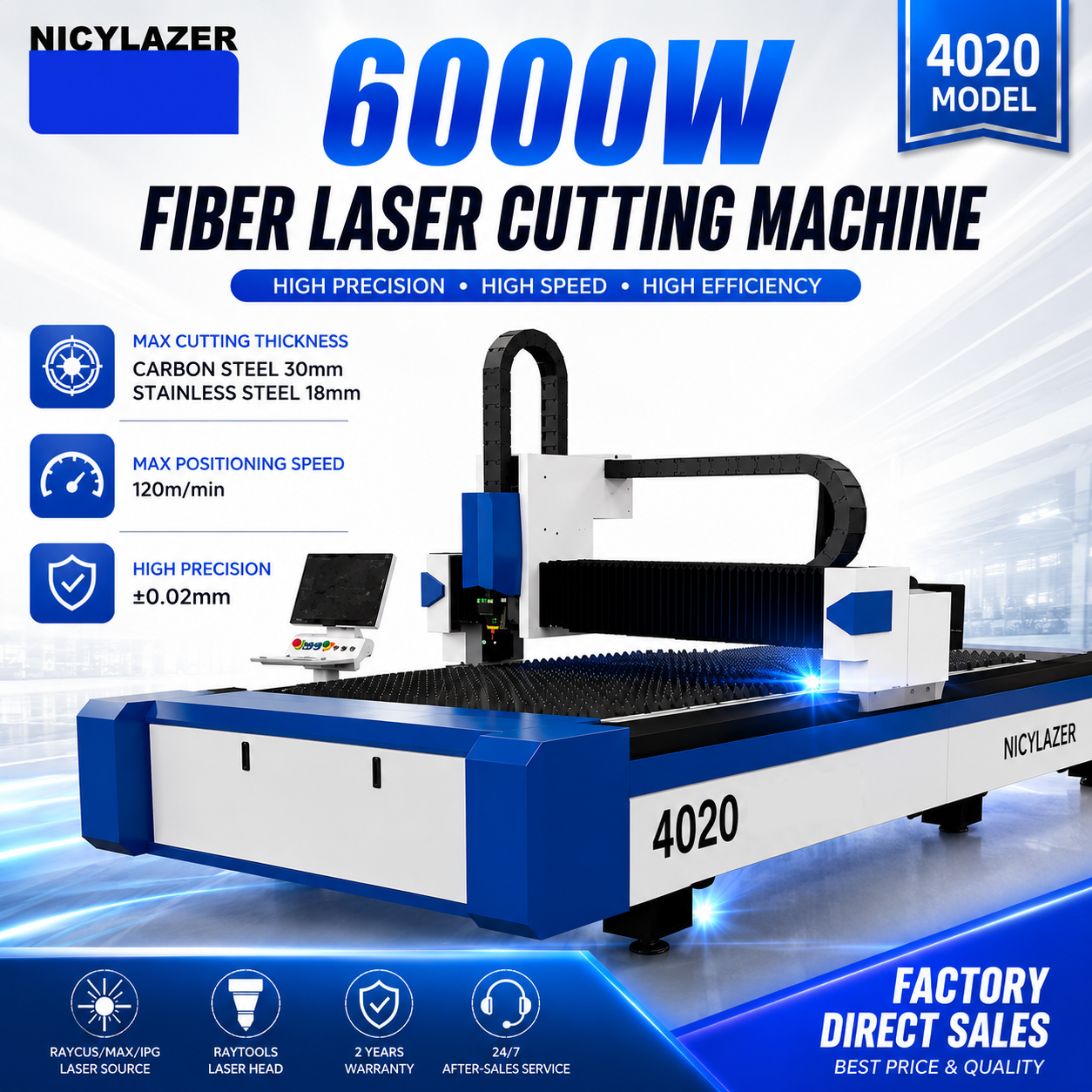 Industrial Laser Cutter For Metal - CNC ファイバーレーザー切断機 4020 6000W 金属シート鋼レーザーカッター Raytools