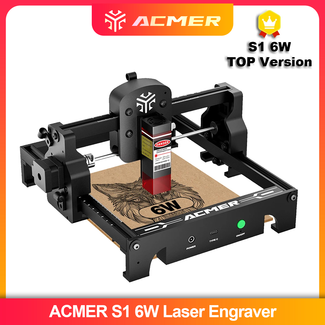 Laser Marking Machine - ACMER S1 2.5/3.5/6 ワットレーザー彫刻機ポータブルミニレーザー彫刻切断機木材革作業エリア 130*130 ミリメートル