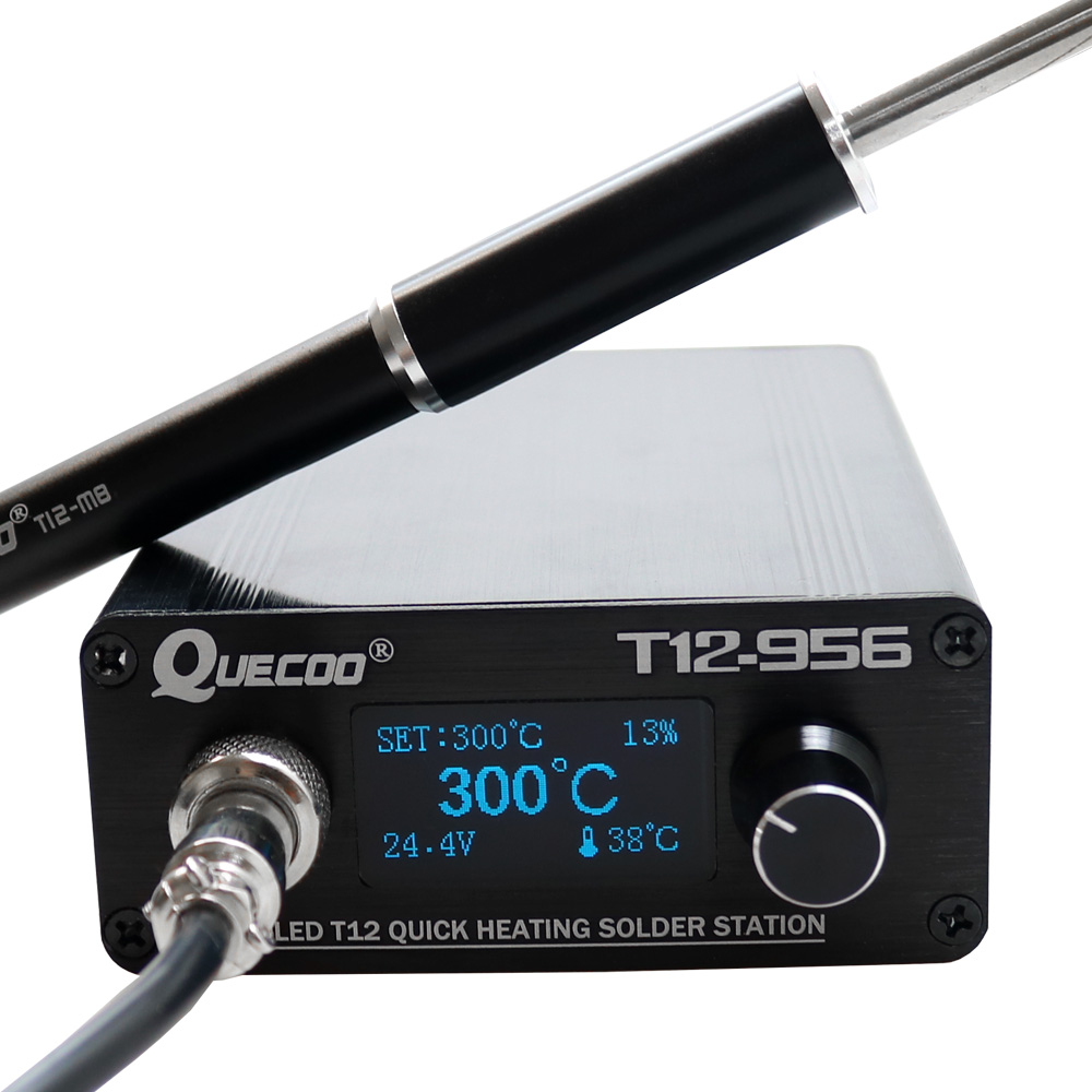 Industrial Laser Soldering Iron - QUECOO T12-956 はんだ付けデジタルステーション電子はんだごて OLED 1.3 インチ、黒色