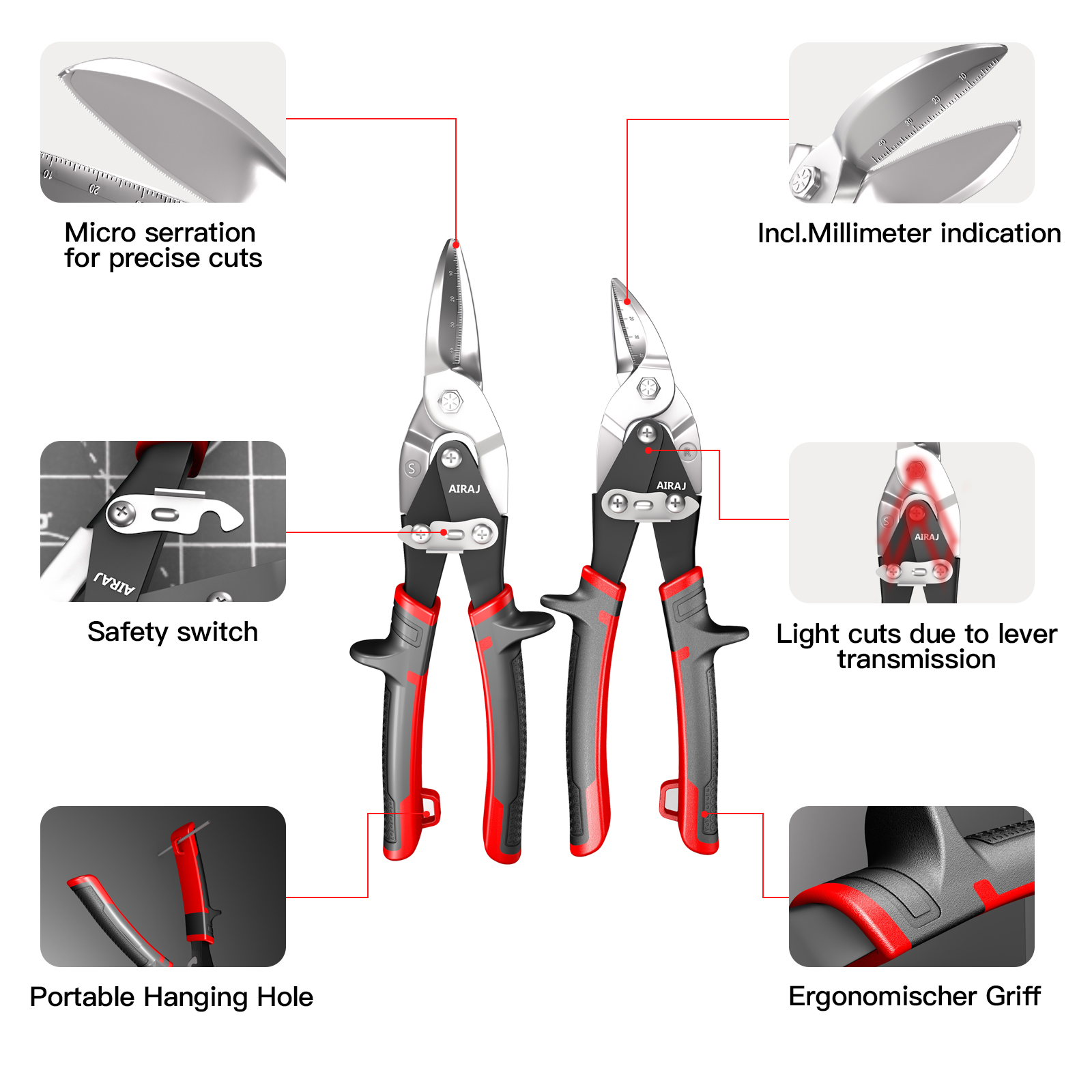 AIRAJ 航空はさみ錫スニップ金属シート切断スニップカッタ - Industrial Laser Drill のレビューと価格
