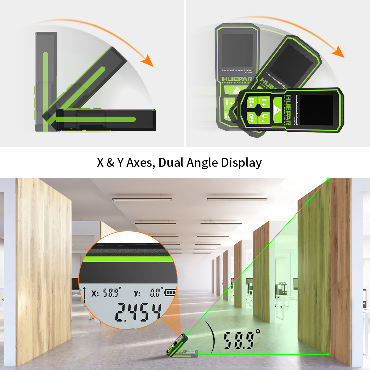 Huepar レーザー距離計デジタルレーザー距離計測定 60 - Industrial Laser Rangefinder のレビューと価格