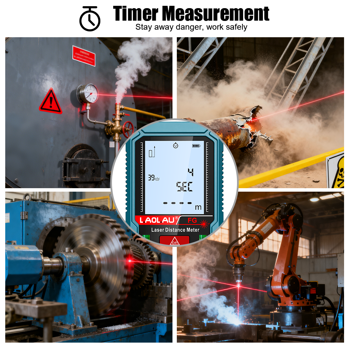 レーザー距離計 デジタルテープメーター タイマー付き トリガ - Industrial Laser Rangefinder のレビューと価格