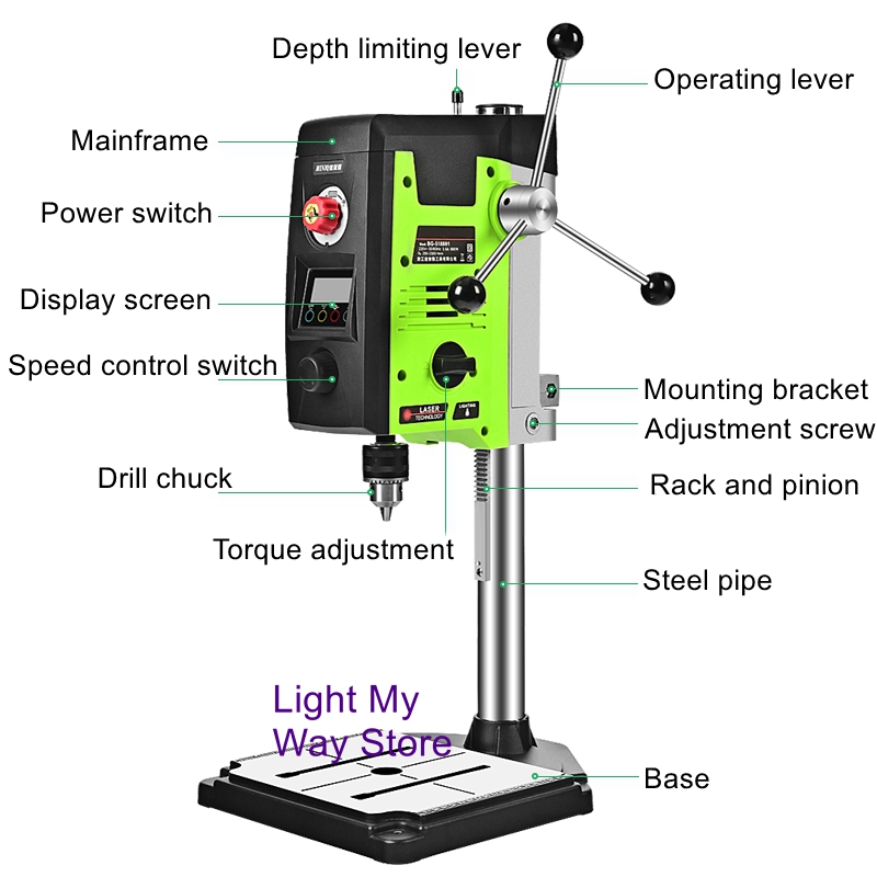 ミニ強力テーブルドリルマシン、デジタルディスプレイ、レーザー - Industrial Laser Drill のレビューと価格