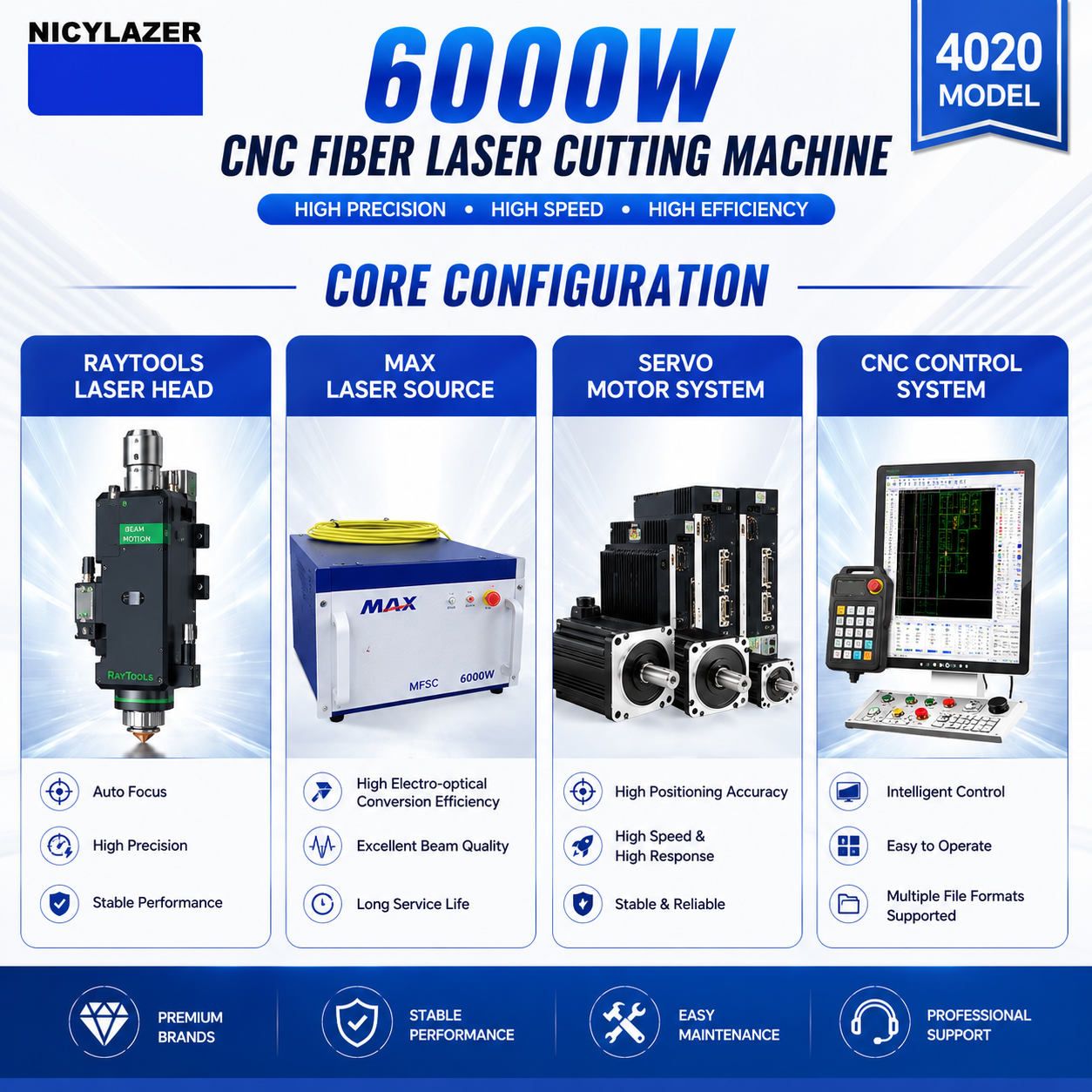 CNC ファイバーレーザー切断機 4020 6000W 金属 - Industrial Laser Cutter For Metal のレビューと価格