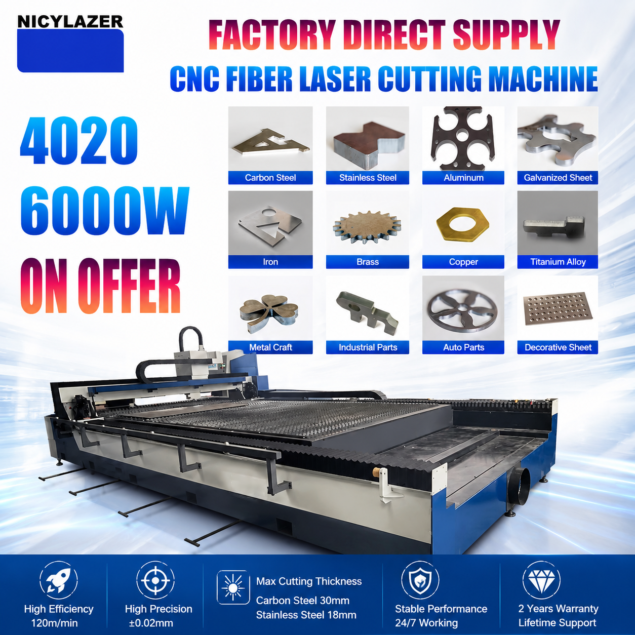 CNC ファイバーレーザー切断機 4020 6000W 金属 - Industrial Laser Cutter For Metal のレビューと価格