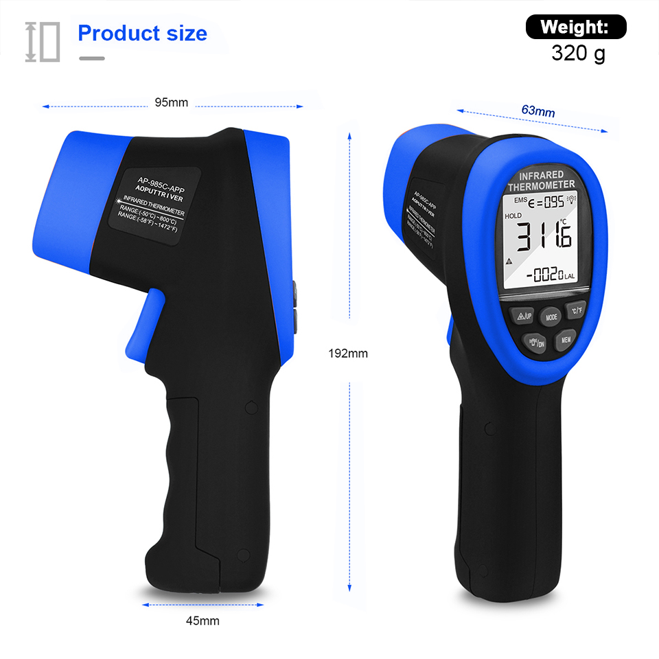 赤外線温度計、デジタルレーザー温度測定装置 赤外線16:1瞬 - Industrial Laser Measuring Device のレビューと価格